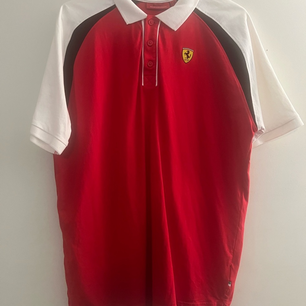 Officially Licensed Scuderia Ferrari Red and White Polo Shirt Men’s size XL